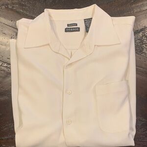 George Cream Short-Sleeve Button-Down Shirt with Chest Pocket